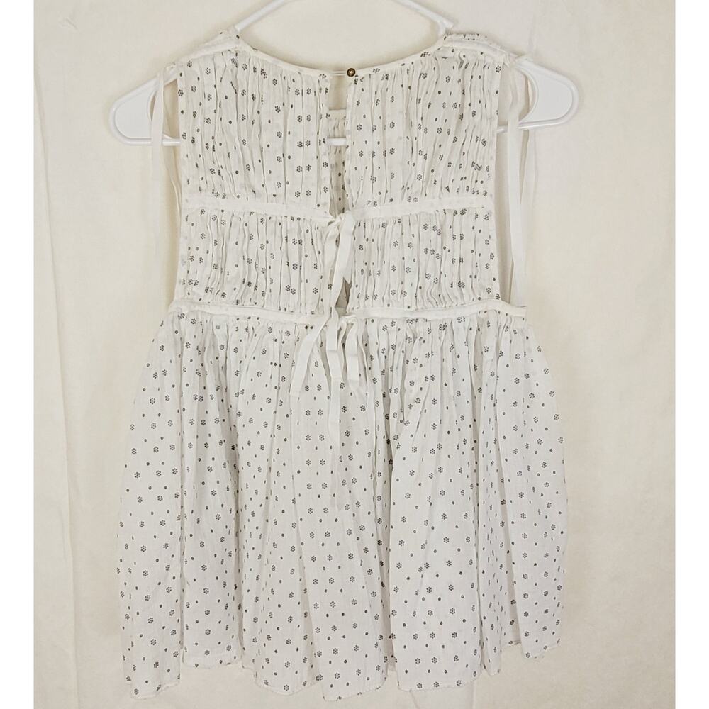Ulla Johnson white blue ditzy print tie back babydoll top Size 4 Boho Feminine - Picture 4 of 10